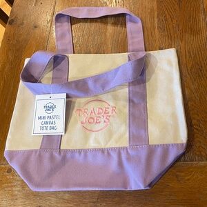 Trader Joe's Limited 2025  Edition Mini Pastel Lilac Green Tote Bag